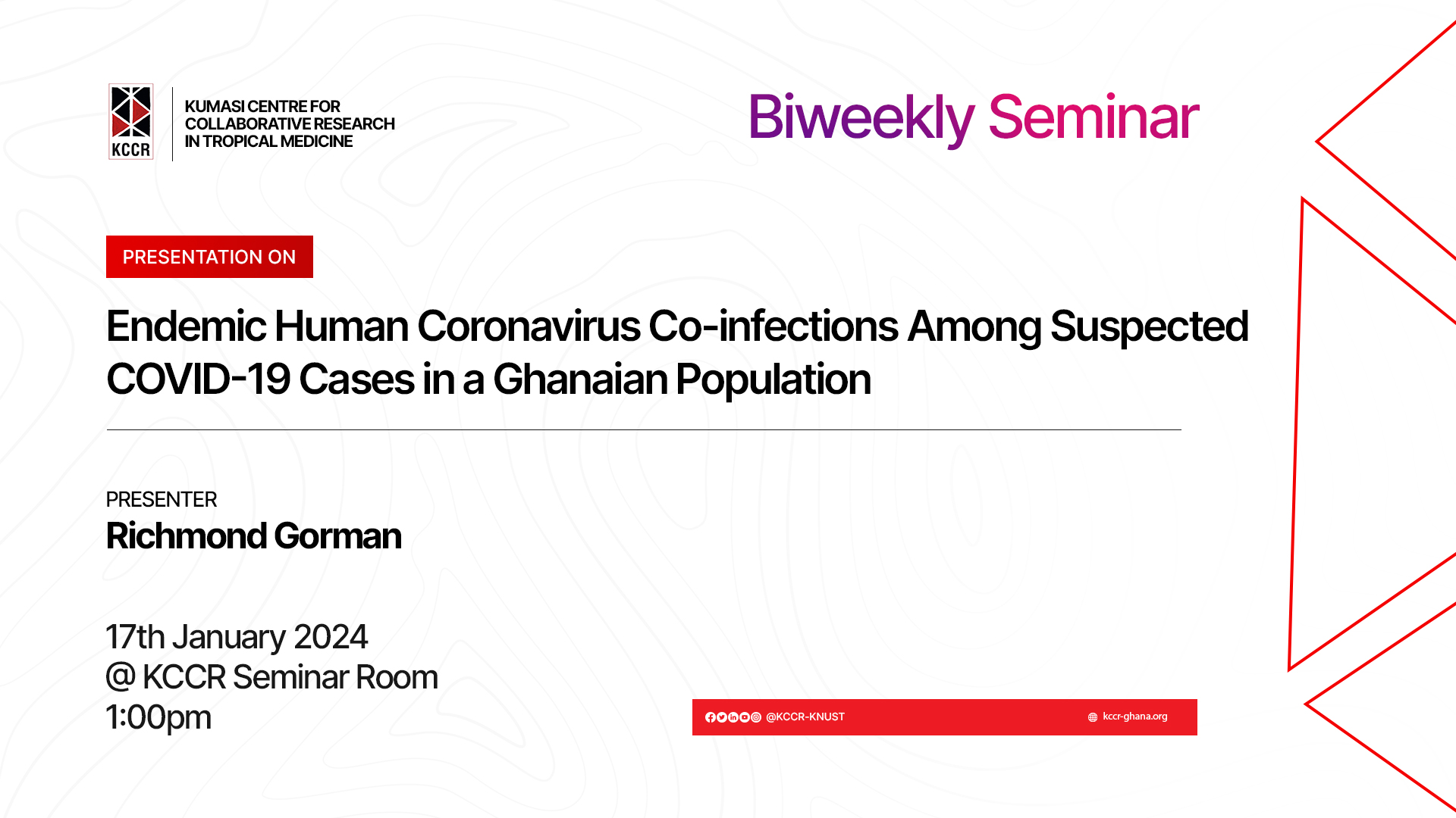 Presentation on Endemic Human Coronavirus Co-infections Among Suspected COVID-19 Cases in a GhanaianPopulation