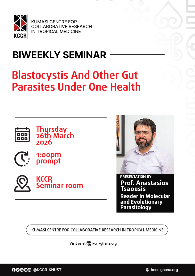 KCCR invites all members of the scientific community to our next Seminar on: “Blastocystis And Other Gut Parasites Under One Health”